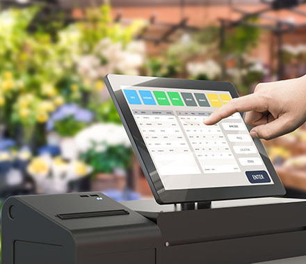 hand working cashier machine