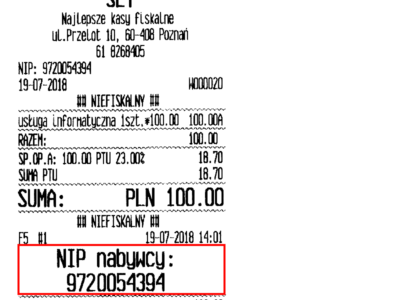 NIP nabywcy na paragonie